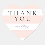 モダンでエレガントなピンクと白のストライプ ハートシール (正面)