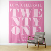 モダンでエレガントなピンクのボールドタイポグラフィー 21歳の誕生日 タペストリー (インサイチュ)