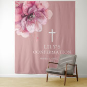 モダンでエレガントなピンクの水彩花柄の確認用背景 タペストリー (インサイチュ)