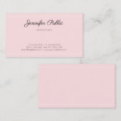 モダンでエレガントなピンクの粋な原稿のお洒落で明白な豪華 名刺 (正面/裏面)