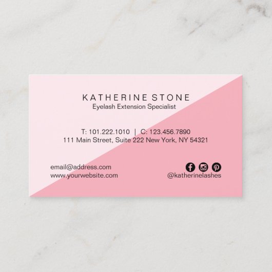 モダンでエレガントなピンク及びばら色の金ゴールドは延長を打ちます 名刺 (裏面)