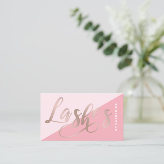 モダンでエレガントなピンク及びばら色の金ゴールドは延長を打ちます 名刺 (スタンド正面)