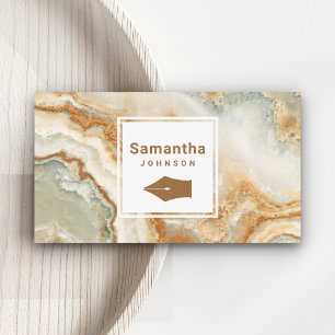 モダンでエレガントなブラウンマーブルペンニブプロフェッショナル 名刺