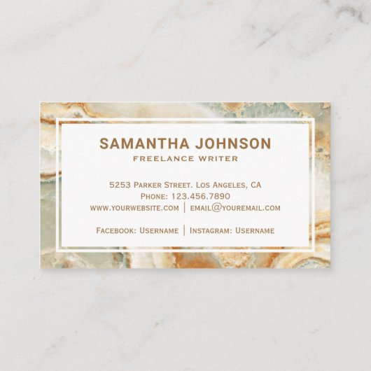 モダンでエレガントなブラウンマーブルペンニブプロフェッショナル 名刺 (裏面)