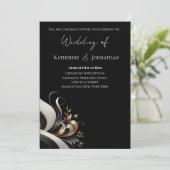 モダンでエレガントなブラックとゴールド 招待状 (スタンド正面)