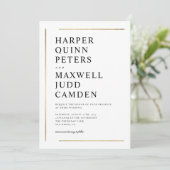 モダンでエレガントなブラックとホワイトのミニマルウェディング 招待状 (スタンド正面)