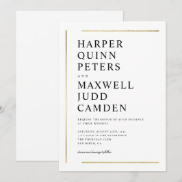 モダンでエレガントなブラックとホワイトのミニマルウェディング 招待状