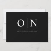 モダンでエレガントなブラックのSave the Dateウェディングカード セーブザデート (正面)