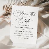 モダンでエレガントなブラックカリグラフィー結婚式 セーブザデート