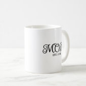 モダンでエレガントなブラックスクリプト Mom Established コーヒーマグカップ (正面右)