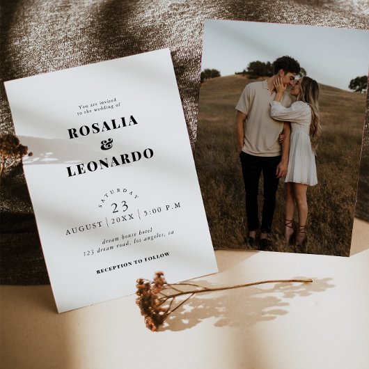 モダンでエレガントなブラック＆ホワイトのウェディング 招待状