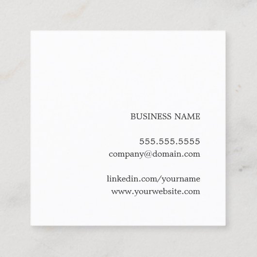 モダンでエレガントなブルーグレーのコンサルタント スクエア名刺 (裏面)