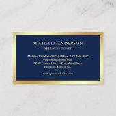 モダンでエレガントなブルーゴールドの蝶のデザイン 名刺 (裏面)