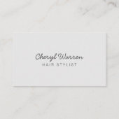 モダンでエレガントなヘアスタイリストの写真 シンプルな白とグレー ロイヤリティカード (裏面)
