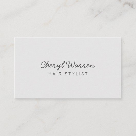 モダンでエレガントなヘアスタイリストの写真 シンプルな白とグレー ロイヤリティカード (裏面)