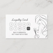 モダンでエレガントなヘアスタイリストの写真 シンプルな白とグレー ロイヤリティカード (正面)