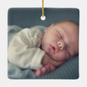 モダンでエレガントなベビー誕生記念写真 セラミックオーナメント (裏面)