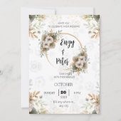 モダンでエレガントなベージュとグリーンの結婚式招待状 招待状 (正面)