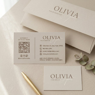 モダンでエレガントなベージュの名刺 名刺