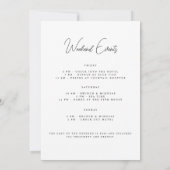 モダンでエレガントなホワイトのブライズメイドウィークエンドカード 招待状 (裏面)