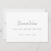 モダンでエレガントなホワイトのブライズメイド ウィークエンド カード (正面)