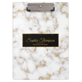 モダンでエレガントなホワイトゴールドの大理石の名前-クリップボード クリップボード