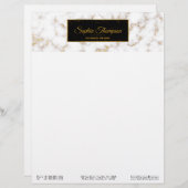 モダンでエレガントなホワイトゴールドの大理石の名前-レターヘッド レターヘッド (正面/裏面)