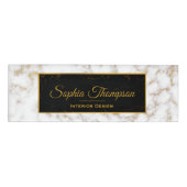 モダンでエレガントなホワイトゴールドの大理石の名前-名札 名札 (正面)