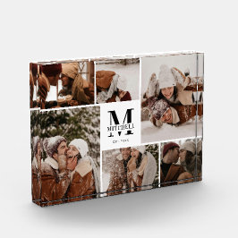 モダンでエレガントなホワイトファミリーフォトコラージュ記念品 フォトブロック