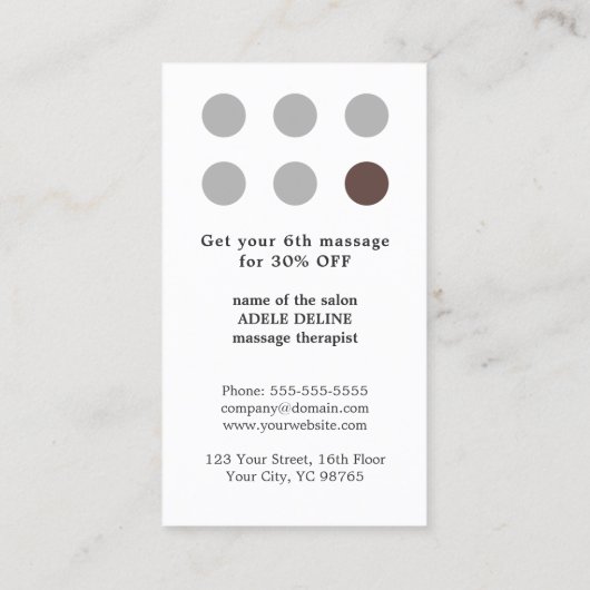 モダンでエレガントなマッサージセラピストのロイヤリティカード ロイヤリティカード (裏面)