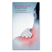 モダンでエレガントなマッサージセラピストの女性の背部 マグネット名刺 (正面縦)