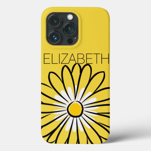 モダンでエレガントなミニマリストのヒナギクの花とテキスト Case-Mate iPhoneケース (裏面)