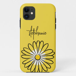 モダンでエレガントなミニマリストのヒナギクの花とテキスト iPhone 11 ケース