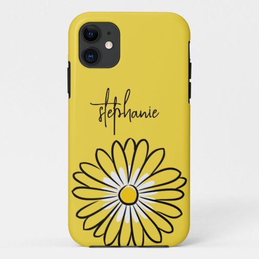 モダンでエレガントなミニマリストのヒナギクの花とテキスト Case-Mate iPhoneケース (裏面)