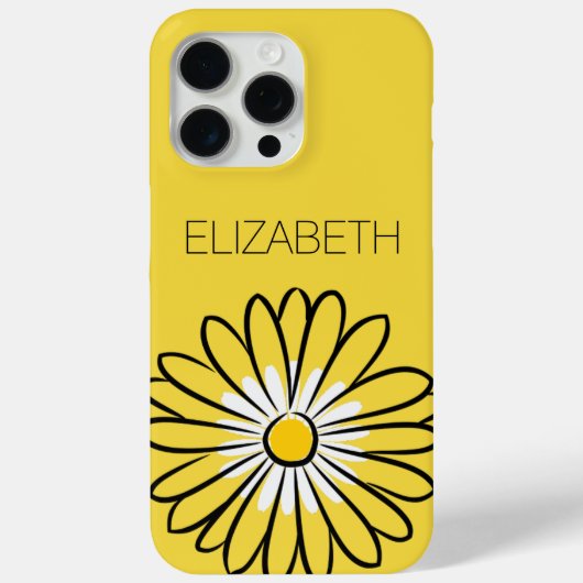 モダンでエレガントなミニマリストのヒナギクの花とテキスト Case-Mate iPhoneケース (裏面)