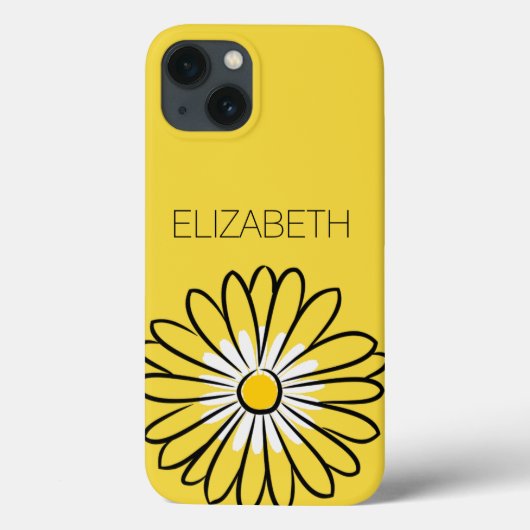 モダンでエレガントなミニマリストのヒナギクの花とテキスト Case-Mate iPhoneケース (裏面)