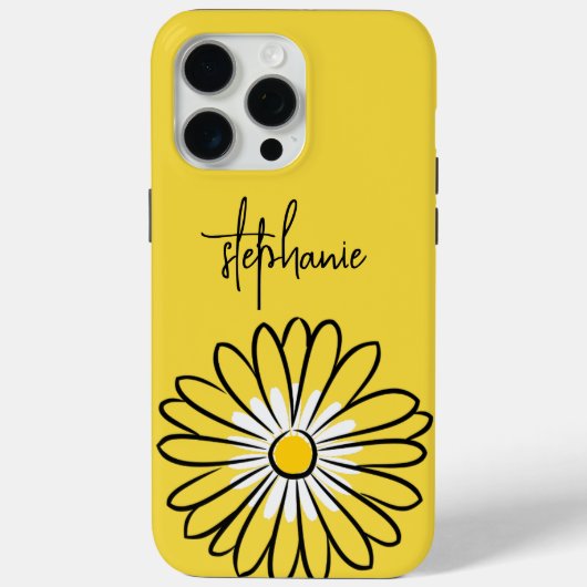 モダンでエレガントなミニマリストのヒナギクの花とテキスト Case-Mate iPhoneケース (裏面)