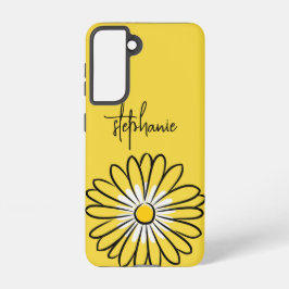 モダンでエレガントなミニマリストのヒナギクの花とテキスト SAMSUNG GALAXY S21ケース