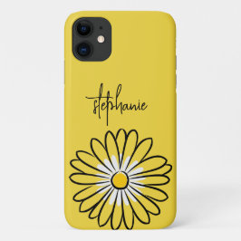 モダンでエレガントなミニマリストの雰囲気を醸し出すデイジーの花とテキスト iPhone 11 ケース