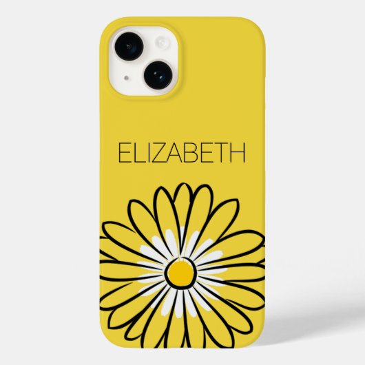 モダンでエレガントなミニマリストの雰囲気を醸し出すデイジーの花とテキスト Case-Mate iPhoneケース (裏面)