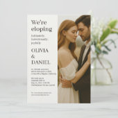 モダンでエレガントなミニマルな写真付きの結婚式の逃避行の招待状 招待状 (スタンド正面)