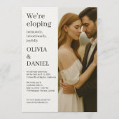 モダンでエレガントなミニマルな写真付きの駆け落ち発表 招待状 (正面)