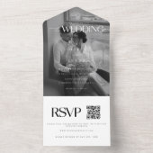 モダンでエレガントなモノクロ写真の結婚式 オールインワン招待状 (内側)