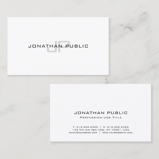 モダンでエレガントなモノグラムのシンプルで明白なプロフェッショナル 名刺 (正面/裏面)