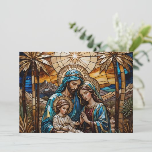 モダンでエレガントなユニークなキリストの誕生を祝う信仰ホリデーカード シーズンカード (スタンド正面)