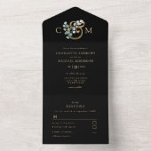 モダンでエレガントなユーカリとアンパサンドのウェディング オールインワン招待状 (内側)