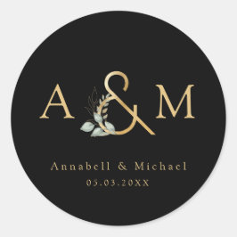 モダンでエレガントなユーカリのアンパサンド ラウンドシール