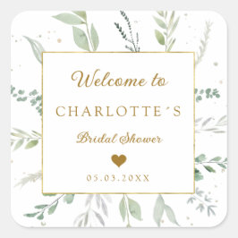 モダンでエレガントなユーカリのブライズシャワー スクエアシール