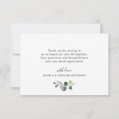 モダンでエレガントなユーカリのリース おしゃれなフレーム サンキューカード (裏面)