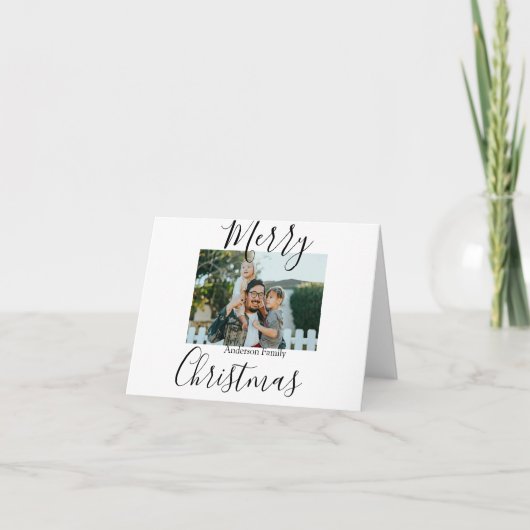 モダンでエレガントなラスティックなクリスマス家族写真 シーズンカード (正面)